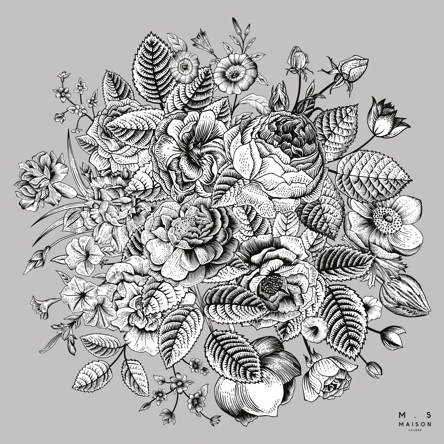 Americano in Vinile Stampato con Fantasia Floreale - Minimal Americano Maison Sucrée Perla