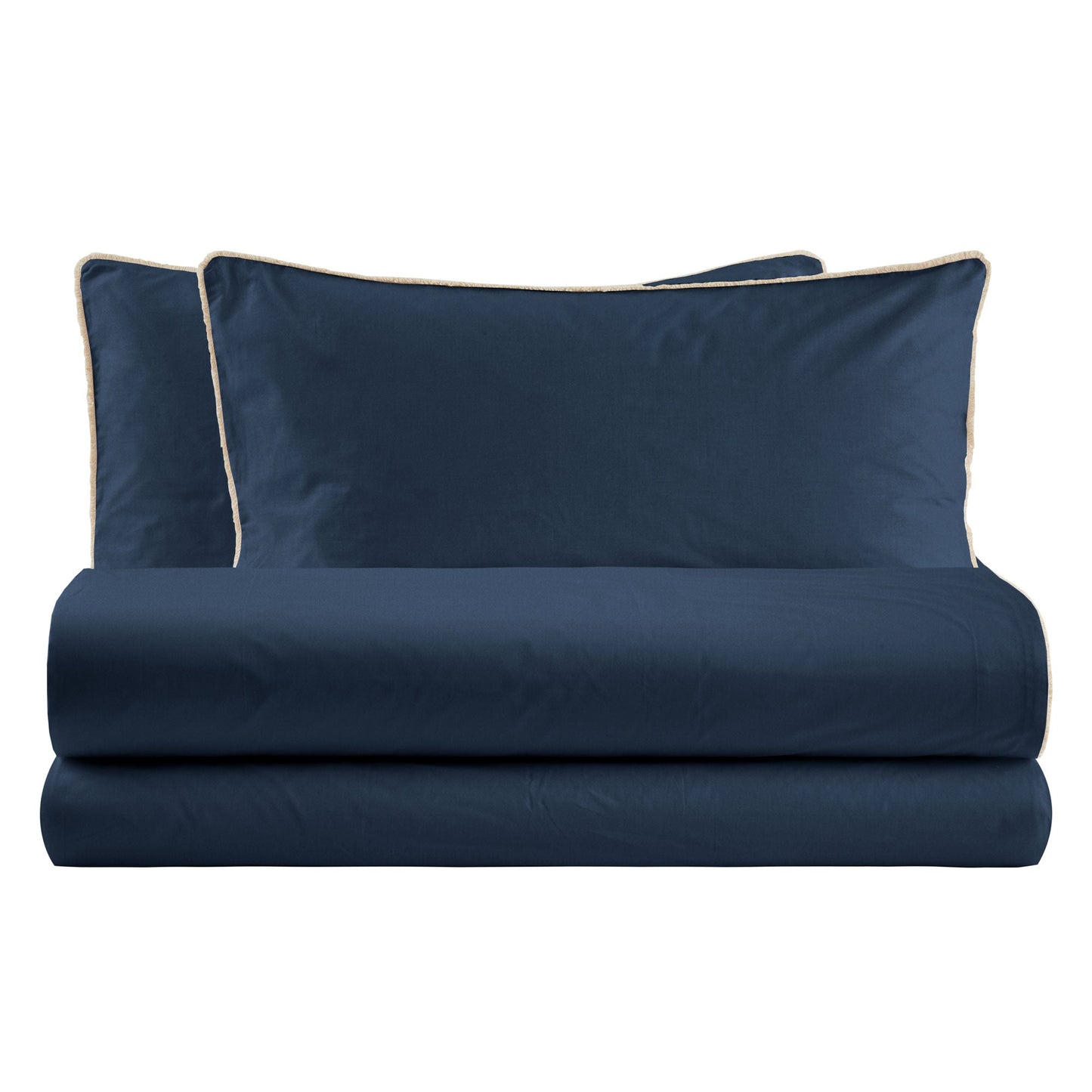 Completo Lenzuola Matrimoniale in Puro Cotone con Frangetta - Salina Lenzuola Lisola Matrimoniale Blu Navy