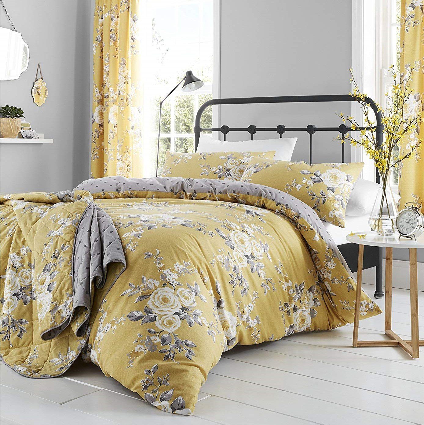 Parure Copripiumino Cotone Fantasia Double Face - Canterbury Copripiumino Catherine Lansfield Matrimoniale Ocra