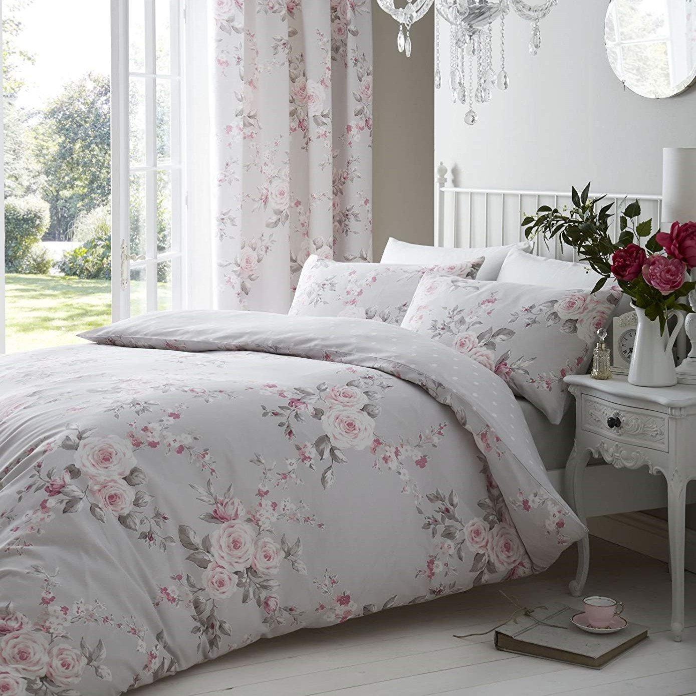 Parure Copripiumino Cotone Fantasia Double Face - Canterbury Copripiumino Catherine Lansfield Piazza e Mezza Grigio