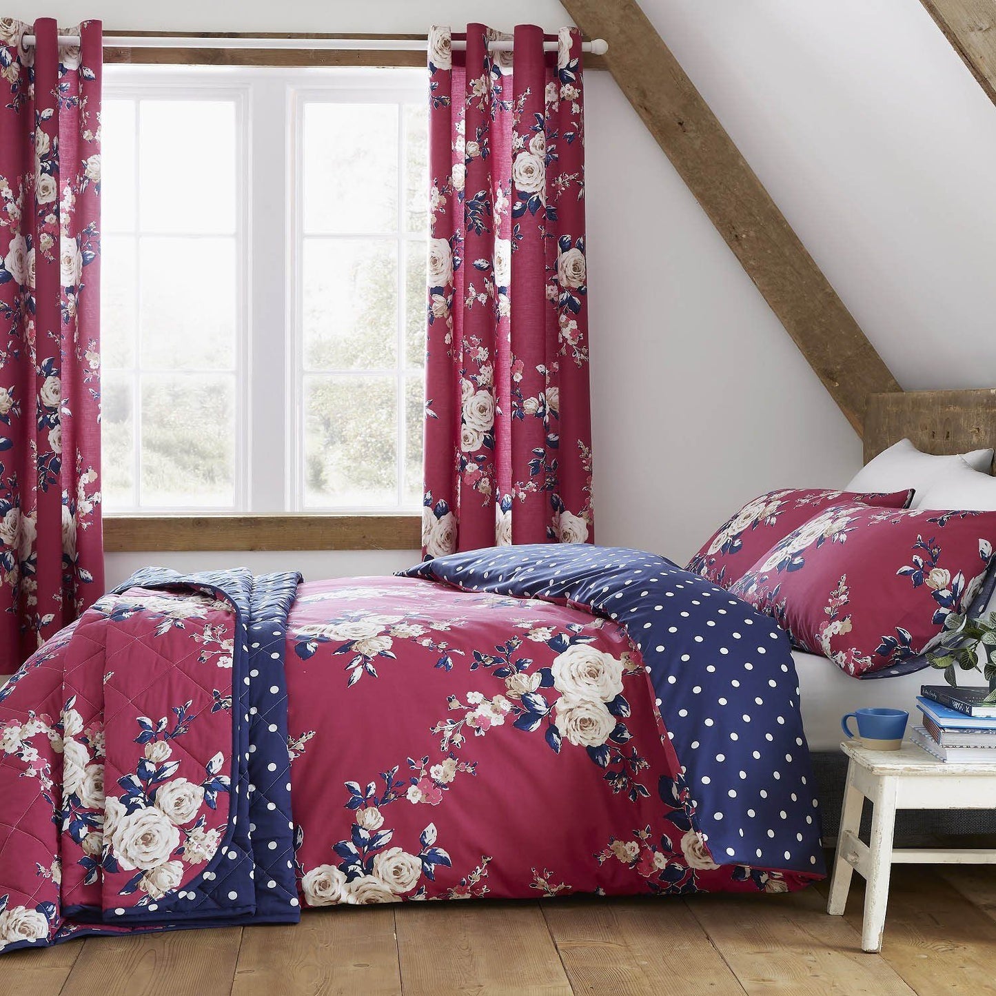 Parure Copripiumino Cotone Fantasia Double Face - Canterbury Copripiumino Catherine Lansfield Singolo Prugna