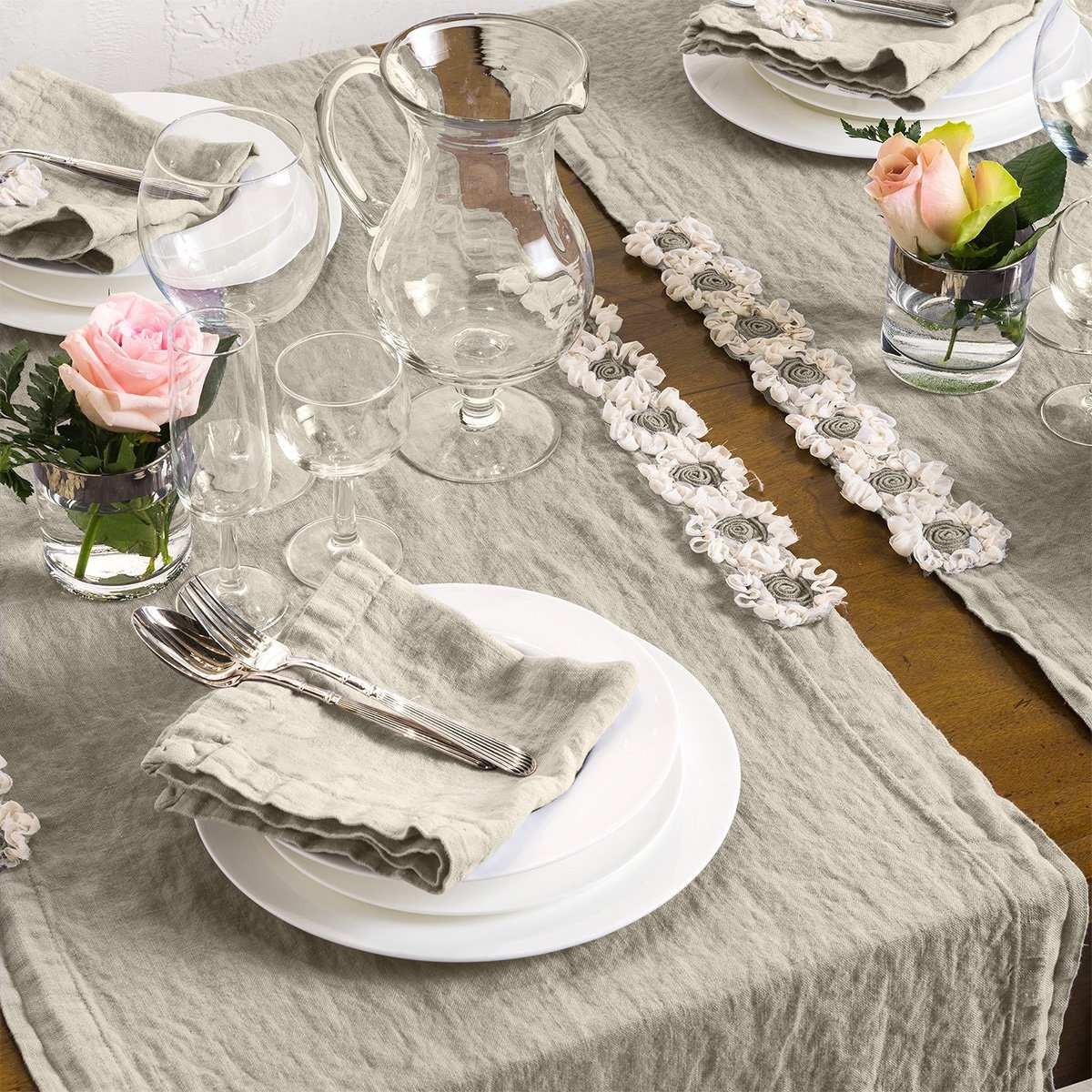 Runner in Puro Lino StoneWashed no Stiro - Peonie Runner laFABBRICAdelLINO Raggio di Luna Runner