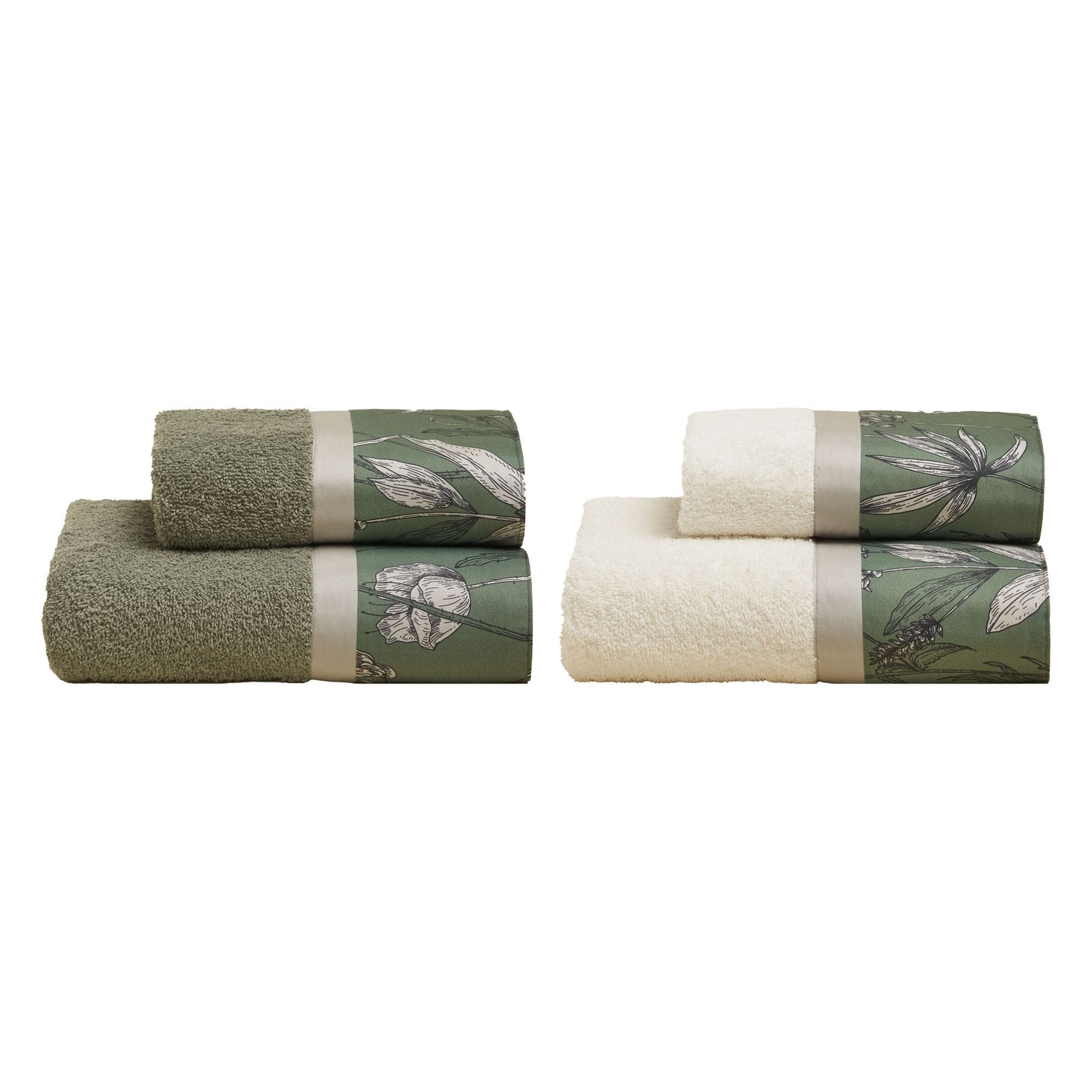 Set 2 Coppie in Spugna di Cotone con Balza in Raso - Ofelia Coppia di spugna Lisola Verde