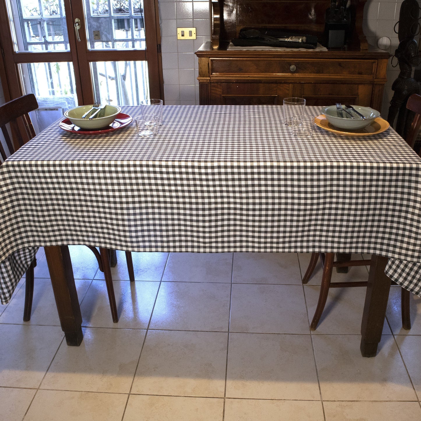 Tovaglia in Puro Cotone Fantasia Gingham Tovaglia Stoff