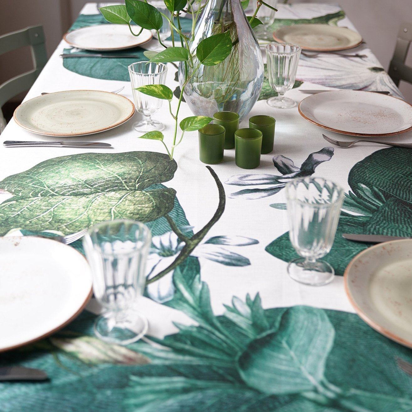 Tovaglia in puro lino Fantasia fiori e foglie - Knighthia Tovaglia Napking
