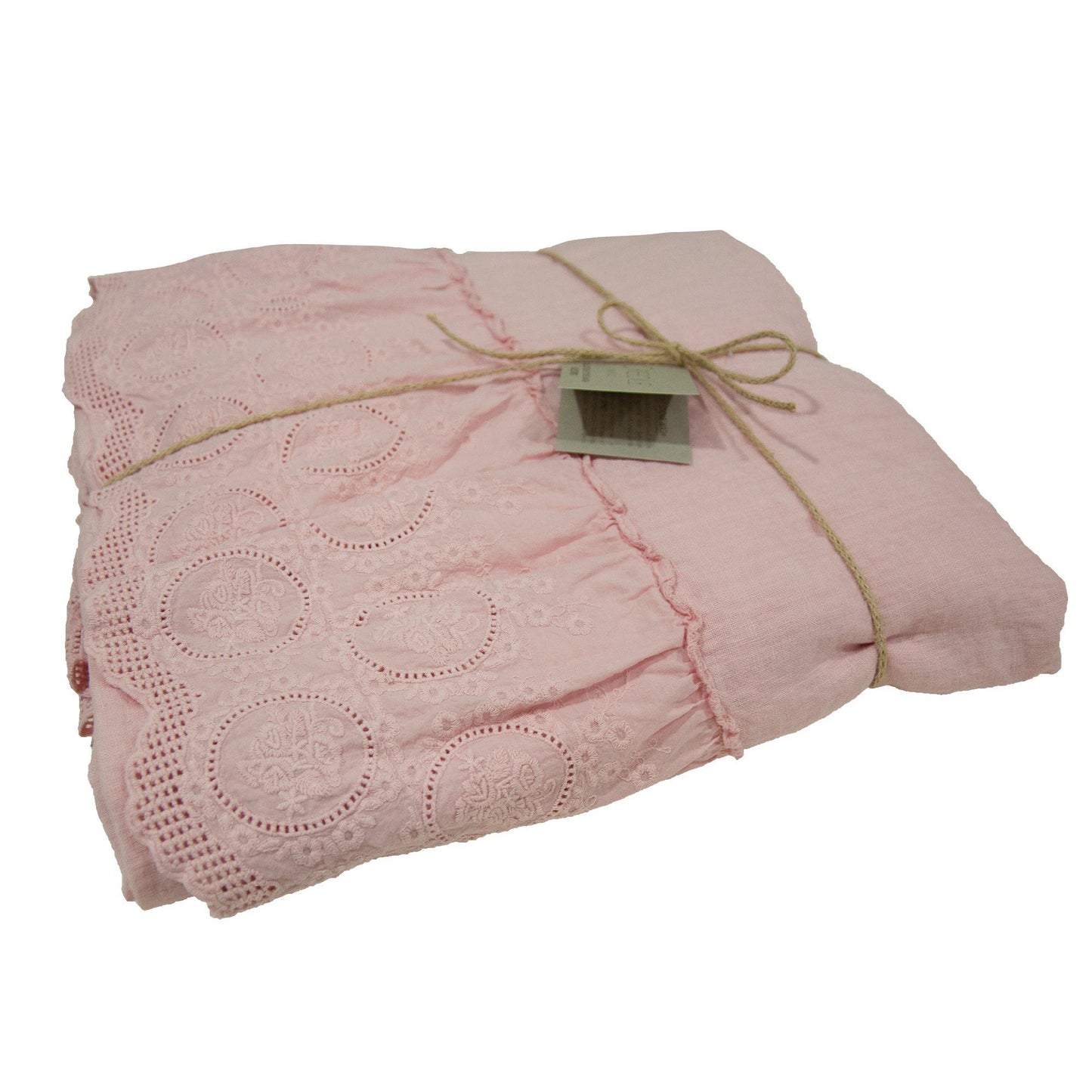 Tovaglia in Puro Lino Stonewashed Tinta Unita con pizzo - Betty Tovaglia Creole Home Malva 140X180