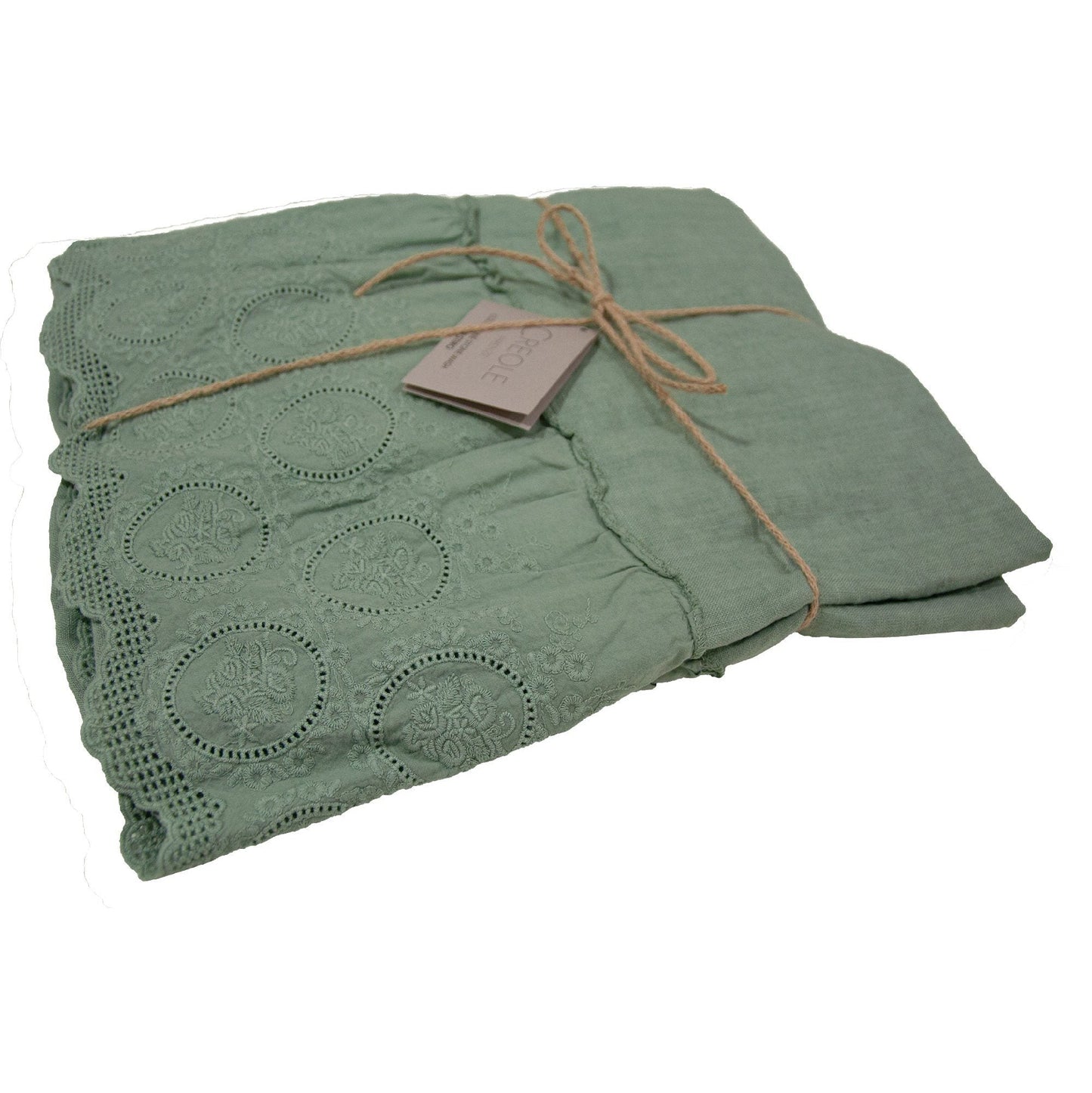 Tovaglia in Puro Lino Stonewashed Tinta Unita con pizzo - Betty Tovaglia Creole Home Mango 140X180