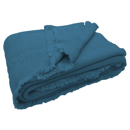 Copriletto in Cotone a Nido D'ape Stonewashed No Stiro - Canis Copriletto Bianca Singolo Denim